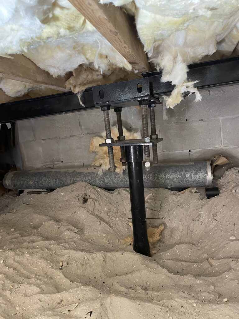 Florida Ram Jack’s proprietary helical piles were driven down deep into bedrock to properly reinforce and recover the foundation.