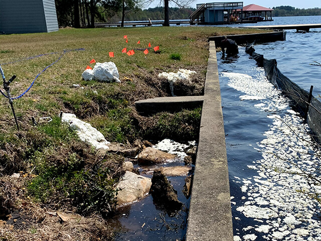 seawall with severe erosion