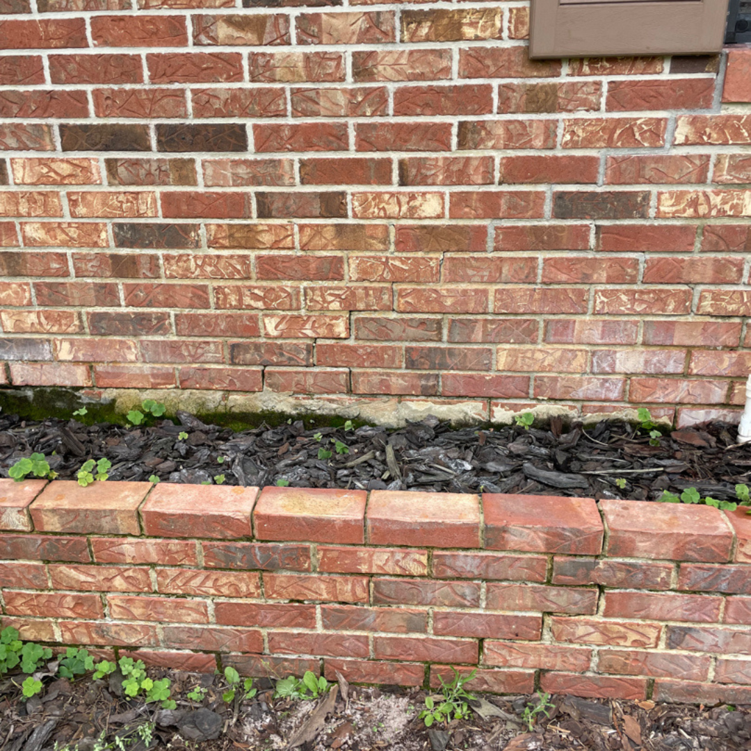 exterior crack from sinking foundation