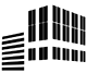 Grey and white commercial building icon.